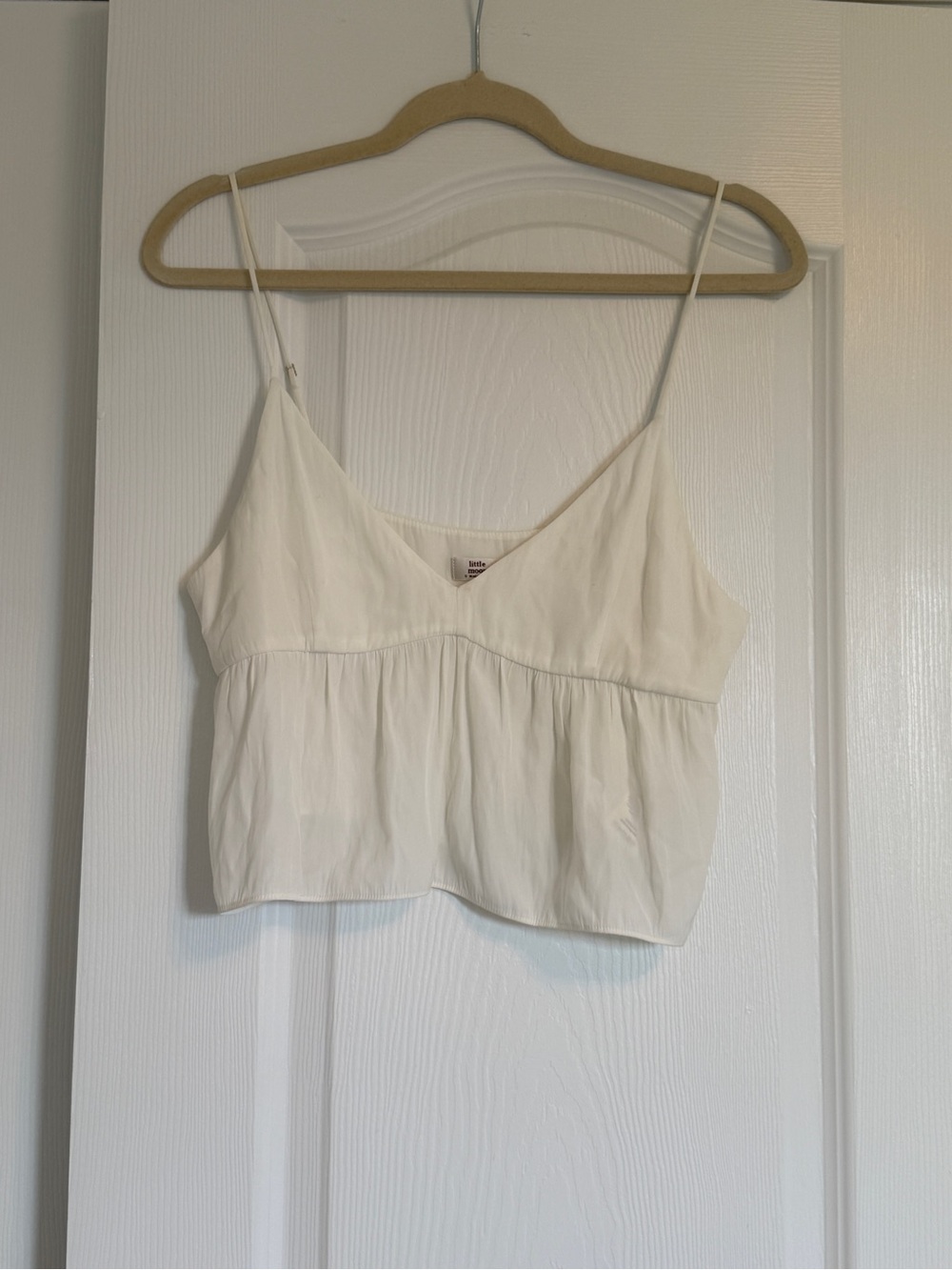 Aritzia Little Moon Ivory Spaghetti Strap Peplum Camisole